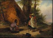 Cornelius Krieghoff Indians Meeting by a Teepee France oil painting artist